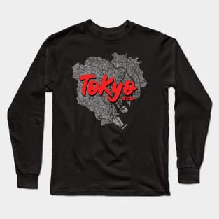 Tokyo, Japan City Map Long Sleeve T-Shirt